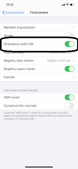 Esempio scanzione qrcode apple